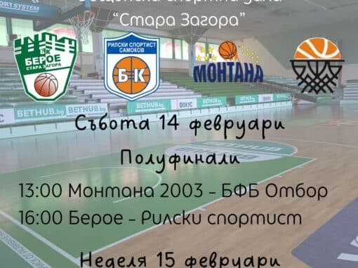 ПРОГРАМА НА ФИНАЛНИЯ ТУРНИР ЗА КУПАТА НА БЪЛГАРИЯ ПО БАСКЕТБОЛ ЗА ЖЕНИ