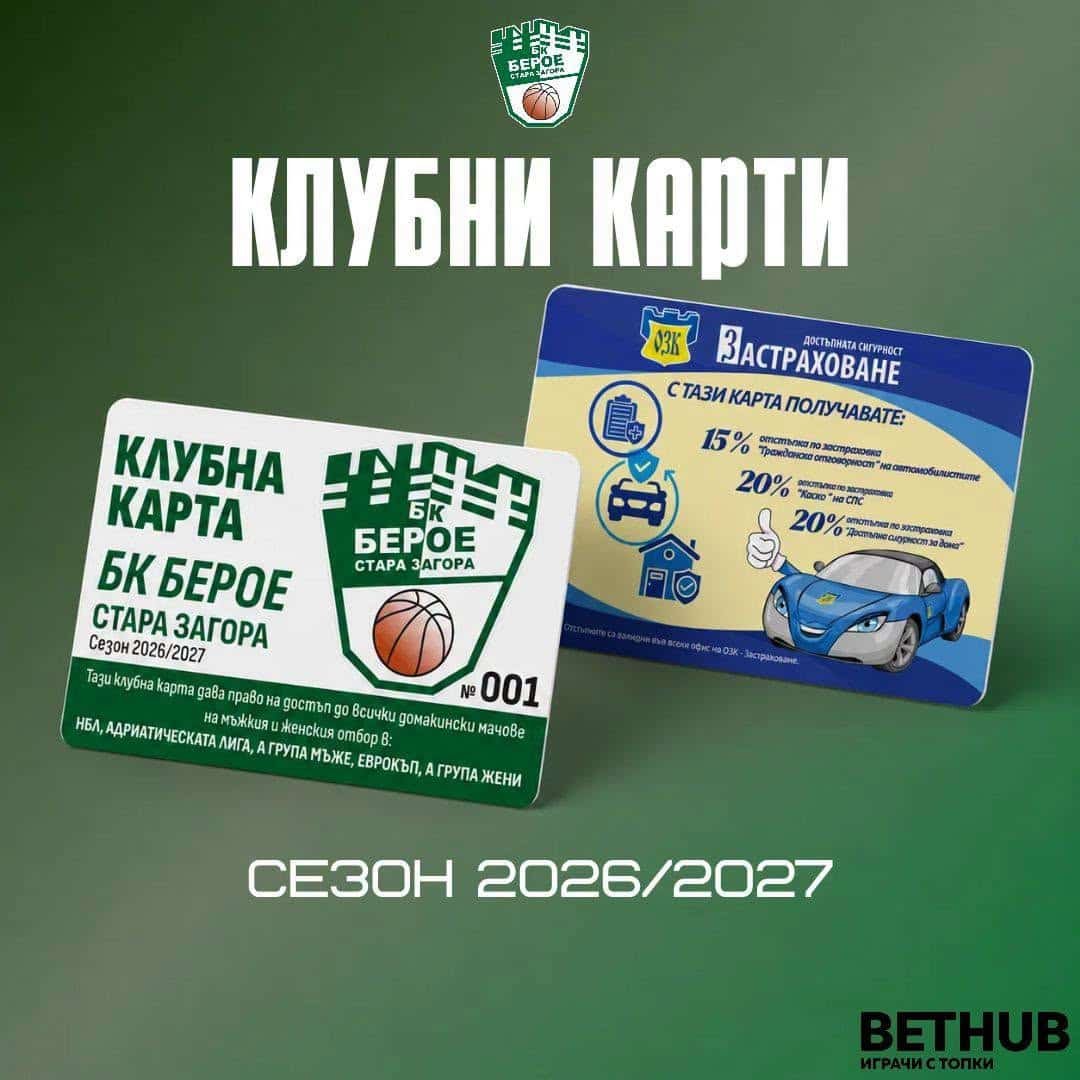 Клубни карти на БК Берое за сезон 2026/2027