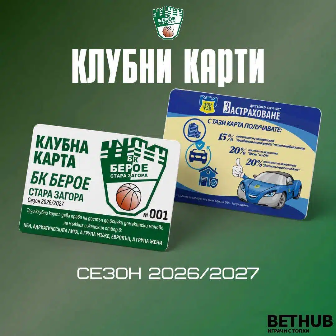 Клубни карти на БК Берое за сезон 2026/2027